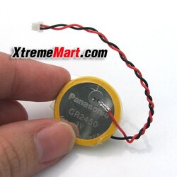 แบตเตอรี่กระดุมมีสาย Panasonic CR2450 3V ขั้วสีขาว 540 mAh สำหรับใส่เครื่องจักร (ก้อนละ)