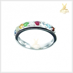 แหวนนพเก้าแท้ ตามตำราโบราณ เงินแท้925 ชุบทองคำขาว