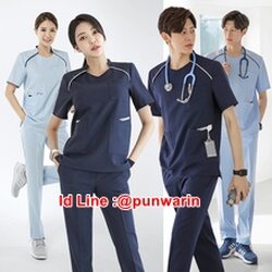 ชุดพนักงานต้อนรับสปา ชุดพนักงานคลีนิคความงาม ชุดทำงานห้องปฏิบัติการโรงพยาบาล T6306004 สีภาพ S-3XL