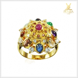 แหวนทองนพเก้าแท้ ตามตำราโบราณ อัญมณีเสริมมงคลชีวิต(สามารถสั่งทำได้ค่ะ)