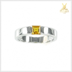 แหวนบุษราคัมแท้ ทรงสี่เหลี่ยม มีสไตล์ ใส่เพิ่มความอย่างมั่นใจ แหวนพลอยแท้