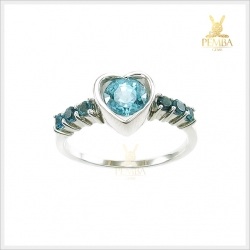 แหวนเพทายแท้ ตัวเรือนรูปหัวใจ น่ารักๆ เงินแท้925 แหวนพลอยแท้