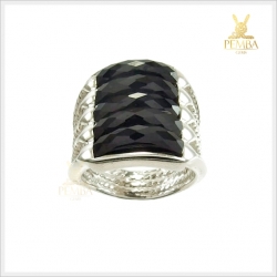 แหวนนิลแท้ 5 แถว โดดเด่นเต็มๆ นิ้ว เงินแท้925 ชุบทองคำขาว