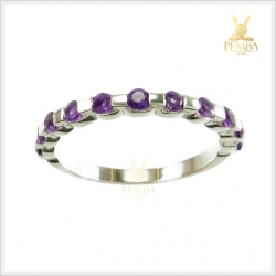 แหวนอเมทิสต์แท้ แถวเล็กๆ น่ารัก แต่มีสไตล์ เงินแท้ แหวนพลอยแท้