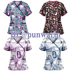 เสื้อเจ้าหน้าที่ดูแลเด็กเนสเซอรี่ ชุดพยาบาล ชุดผู้ป่วย ชุดพี่เลี้ยงเด็ก TR6404002 สีภาพ S-3XL