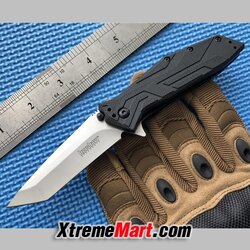 มีดพับ Kershaw 1990 Stainless Steel Survival Folding Knife (ใบเงิน ด้ามดำ)