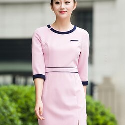 T6103002 ชุดพนักงานคลินิค ชุดพนักงานเครื่องสำอางค์ ชุดยูนิฟอร์มพนักงานต้อนรับคลีนิค T6103002