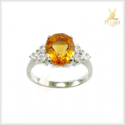 แหวนซิทรินแท้ รูปทรงไข่ สวมใส่โดดเด่นเต็มๆ นิ้ว แหวนพลอยแท้