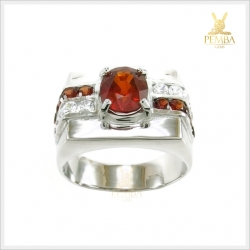 แหวนสเปสซาร์ไทต์การ์เนต โกเมนสีส้มสวยใส ดีไซส์เรียบๆ ดูดีมีสไตล์