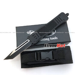 มีดสปริงตรง Microtech ขนาดกลาง ใบ Tanto คมด้านเดียว Combat Troodon 00556 D/E Automatic Knife Camping Tool สำเนา