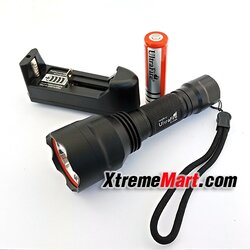 ชุดเซตไฟฉาย Ultrafire C8S Cree Q5 LED Flashlight 3 Modes แสงขาว (สีดำ)