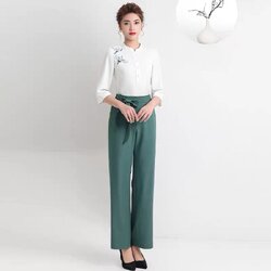 ชุดพนักงานนวดสปา ชุดพนักงานเสริมสวย ชุดทำงาน ชุดพนักงานคลินิค S6708008 สีภาพ S-4XL