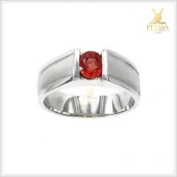 แหวนออเร้นท์แซฟไฟร์(ซองเจีย) สีส้มแดงสวยงาม ตัวเรือนเงินแท้925