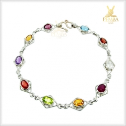 สร้อยข้อมือแฟนซี เงินแท้ ชุบทองคำขาว