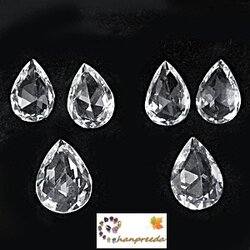 พลอยเนื้อแข็ง สีขาว White Sapphire รูปหยดน้ำ เจียระไนเหลี่ยมโรสคัทหนักรวม 5.17 กะรัต สีขาว Colourless ไม่ติดเหลือง เนื้อสะอาดมองตาเปล่าไม่มีตำหนิ