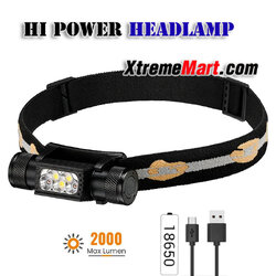 ชุดไฟฉายคาดหัว H05B (H35B) แสงขาว3หลอด + แสงแดง2หลอด สว่าง 1200 - 2000 lumens