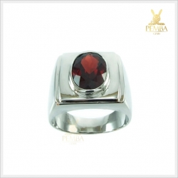 แหวนโกเมนแท้ เงินแท้ ชุบทองคำขาว ใส่เพิ่มความมั่นใจ