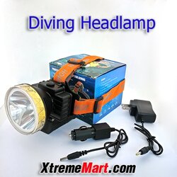 ชุดเซตไฟฉายคาดหัวดำน้ำ ไฟฉายคาดหัวส่องกบ แสงขาว พร้อมแบตเตอรี่ในตัว Diving LED Headlamp Flashlight