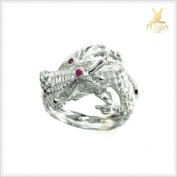 แหวนมังกรฝังทับทิม เงินแท้925 ชุบดำ เสริมโชคลาภ ชีวิตเฮงๆ