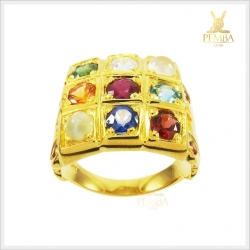 แหวนทองนพเก้าแท้ เพชรแท้ โดดเด่นเต็มๆ นิ้ว(สามารถสั่งทำได้ค่ะ)