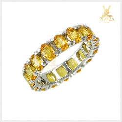 แหวนบุษราคัมแท้ สีน้ำทอง รอบนิ้้วเสริมเสน่ห์น่าหลงไหล แหวนพลอยแท้