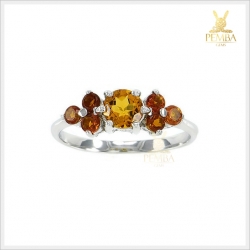 แหวนซิทรินแท้ เงินแท้925 ชุบทองคำขาว ใส่ติดนิ้วน่ารักๆ แหวนพลอยแท้