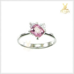แหวนพิงค์สปิเนลแท้ สีชมพูใสไฟดี น่ารักๆ เงินแท้925 แหวนพลอยแท้