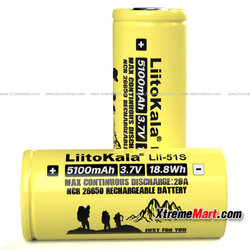แบตเตอรี่ Liitokala LII-51S 26650 20A power rechargeable lithium battery 26650A 3.7V 5100mA (ก้อนละ)