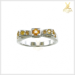 แหวนบุษราคัมแท้ เงินแท้ ชุบทองคำขาว ดีไซน์รูปโบว์สวยเก๋ แหวนพลอยแท้