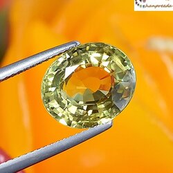 Natural Chrysoberyl พลอยคริสโซเบลริว รูปไข่ ธรรมชาติ 100% ไม่ผ่านการอบ น้ำหนัก 6.23 กะรัต สีเหลืองมะนาวหวานสวย