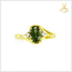 แหวนเขียวส่องบางกะจะ ทองแท้ เพชรแท้ ใส่ติดนิ้วสุดเก๋ (สินค้าสั่งทำสอบถามราคา)