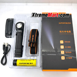 ชุดเซตไฟฉาย SuperFire รุ่น TH04-S แสงขาว 1200 ลูเมน 6โหมด USB Rechargeable