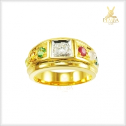 แหวนทองนพเก้าแท้ เพชรแท้ อัญมณีมงคลสูงสุด 9 ชนิด(สามารถสั่งทำได้ค่ะ)