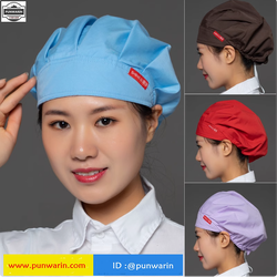 หมวกเชฟสำหรับผู้หญิงในครัว, ทำอาหารที่บ้าน, ทำอาหาร, ป้องกันควันน้ำมัน, ป้องกันผมร่วง, หมวกสุขอนามัยในการจัดเลี้ยง, หมวกกันฝุ่นเวิร์คช็อป, ระบายอากาศได้ H6709001