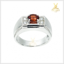 แหวนสเปสซาร์ไทต์ โกเมนสีส้มสวยใสหายาก เงินแท้925 ชุบทองคำขาว