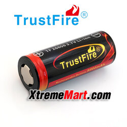 แบตเตอรี่ชาร์จ TrustFire 26650 5000mAh มีวงจรป้องกัน Li-Ion (ก้อนละ)