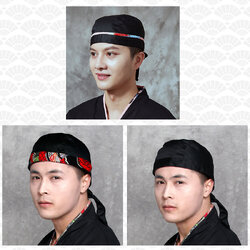 สไตล์ญี่ปุ่น izakaya ทำอาหารผ้าโพกหัวร้านอาหารญี่ปุ่นหมวกเชฟร้านซูชิหลังครัวชุดทำงานผ้าโพกหัวหมวก KU6403009 สีภาพ ขนาดเดียว