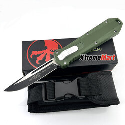 มีดสปริง Microtech (New Ultratech V2) คมเดียว ใบดำ ด้ามเขียว Combat Troodon Automatic Knife