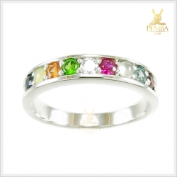 แหวนนพเก้าแท้ เงินแท้925 ชุบทองคำขาว เสริมดวงโชคลาภชีวิตรุ่งเรือง