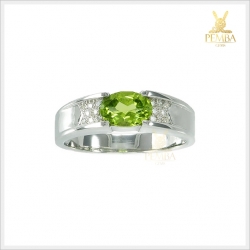 แหวนเพริดอตแท้ ดีไซน์เรียบๆ ดูมีสไตล์ เงินแท้925 แหวนพลอยแท้