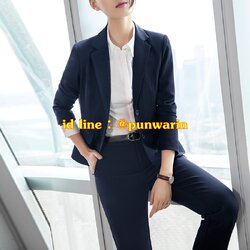 ชุดสูทพนักงานออฟฟิค ชุดทำงาน ชุดกางเกงสูท ชุดกระโปรงสูท H6211001 สีกรมท่า สีดำ XS-5XL