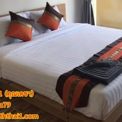 ครบชุด 6ฟุต ที่นอน 6ฟุต ชุดผ้าปูที่นอนโรงแรม ลายริ้วขาว Cotton100 250 ลายริ้วขาว ซาติน