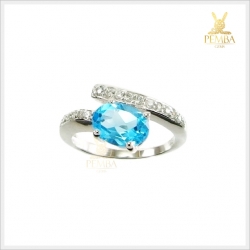 แหวนพลอยโทแพซแท้ เงินแท้925 ชุบทองคำขาว แหวนพลอยแท้