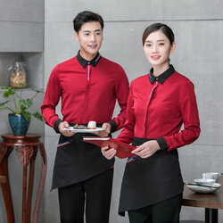 F6202004 เสื้อพนักงานต้อนรับ เสื้อพนักงานเสริฟ เสื้อพนักงานโรงแรม เสื้อพนักงานร้านอาหาร F6202004 ดำ แดง เขียว ส้ม M-3XL