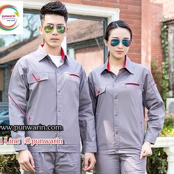 ชุดฟอร์มพนักงานช่างวิศวกรรม ช่างไฟฟ้า ช่างประปา ช่างยนตร์ ช่างกลโรงงานเนื้อบางฤดูร้อน M6309001 สีภาพ S-4XL