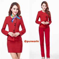 ชุดพนักงานออฟฟิต ชุดทำงาน ชุดสูท ชุดพนักงานต้อนรับ ชุดทำงาน สีแดง N6209001 สีแดง S-3XL