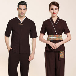 T6205001 ชุดพนักงานนวดสปา ชุดพนักงานเสริมสวย ชุดสปาชุดนวดชายหญิง S6205001 สีภาพ S-3XL