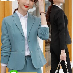ชุดทำงาน ชุดสูทธุรกิจ ชุดพนักงานต้อนรับโรงแรม คลีนิคความงาม N6505006 ดำ ฟ้าอมเขียว S-4XL
