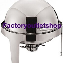 ชุดอ่างอุ่นอาหารกลม สีเงิน ฝาโค้ง เปิดได้ 180องศาฝาโรลอัพ Roll Up Round Chafing Dish
