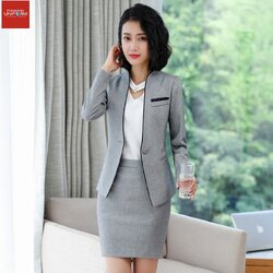 ชุดพนักงานนวดสปา ชุดพนักงานเสริมสวย ชุดทำงาน ชุดสูท ชุดพนักงานคลินิค N6809001 เทา ดำ S-3XL